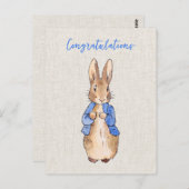 Carte Postale Pierre le lapin avec lin beige arrière - plan (Devant / Derrière)