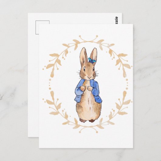 Carte Postale Pierre le lapin avec un papillon bleu (Devant / Derrière)