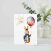 Carte Postale Pierre le lapin ballon rouge Merci (Debout devant)