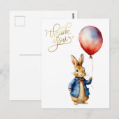 Carte Postale Pierre le lapin ballon rouge Merci (Devant / Derrière)