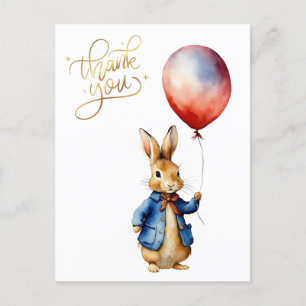 Carte Postale Pierre le Merci de ballon rouge lapin