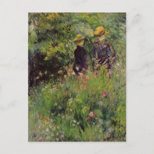 Carte Postale Pierre Renoir - Conversation dans un jardin Rose (Devant)