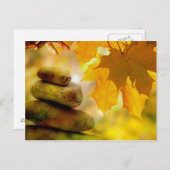 Carte Postale Pierres de méditation de zen et feuille d'érable (Devant / Derrière)