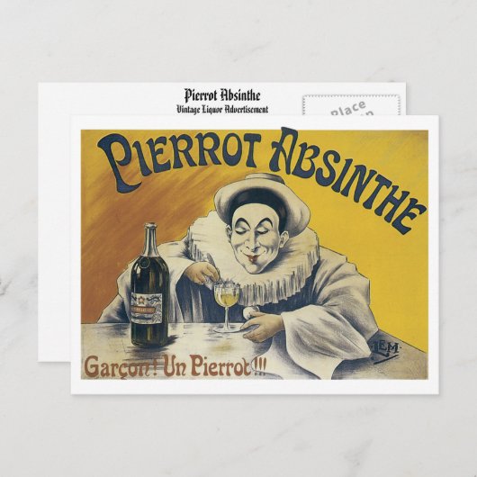 Carte Postale Pierrot Absinthe (Devant / Derrière)