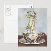 Carte Postale Pierrot Clown Balancing on a Tea Cup (Devant / Derrière)