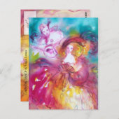 Carte Postale PIERROT ET ARLECCHINA Carnaval vénitien, (Devant / Derrière)