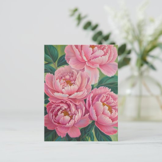Carte Postale Pies roses Fleur Pastel Floral (Debout devant)