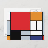 Carte Postale Piet Mondrian - Composition avec grand plan rouge (Devant / Derrière)