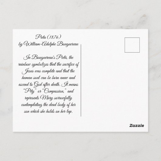Carte Postale Pietà de Bouguereau (Dos)