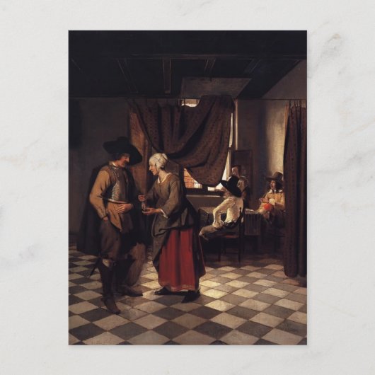 Carte Postale Pieter de Hooch - Payer l'hôtesse (Devant)