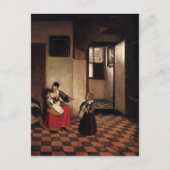 Carte Postale Pieter Hooch - Une femme avec un bébé dans ses gen (Devant)