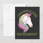 Carte Postale Piétiner Le Patriarcat Unicorne Féministe (Devant / Derrière)