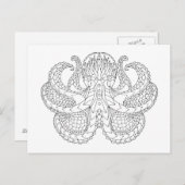 Carte Postale Pieuvre à motifs ethniques (Devant / Derrière)