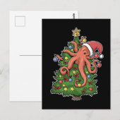 Carte Postale Pieuvre de Noël Kraken calmar Cadeau Arbre de Noël (Devant / Derrière)