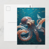 Carte Postale Pieuvre en forme de verre dans la mer profonde (Devant / Derrière)