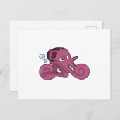 Carte Postale Pieuvre en moto (Devant / Derrière)