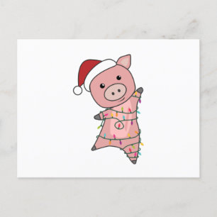 Carte Postale Pig Christmas Snow Winter Animals Pigs