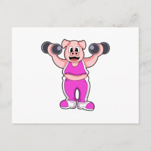 Carte Postale Pig de Bodybuilding avec des cloches