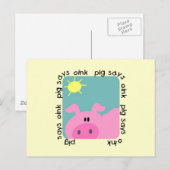 Carte Postale Pig dit des t-shirts et cadeaux roses (Devant / Derrière)