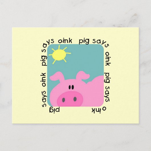 Carte Postale Pig dit des t-shirts et cadeaux roses (Devant)