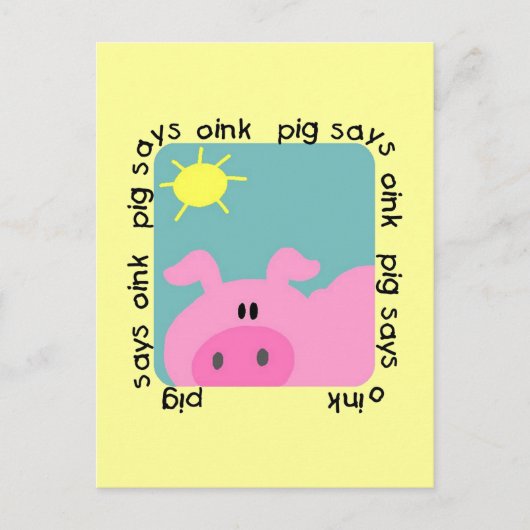 Carte Postale Pig dit T-shirts et cadeaux roses (Devant)