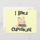 Carte Postale Pig I Bake Cupcakes Tshirts et cadeaux (Devant / Derrière)