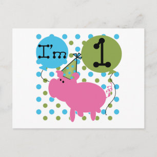 Carte Postale Pig I'm 1 Tshirts et cadeaux d'anniversaire