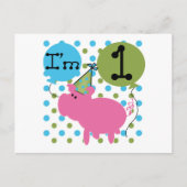 Carte Postale Pig I'm 1 Tshirts et cadeaux d'anniversaire (Devant)