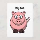 Carte Postale Pig Out Pink Pig Cartographier, Funny BBQ Hog Desi (Devant)