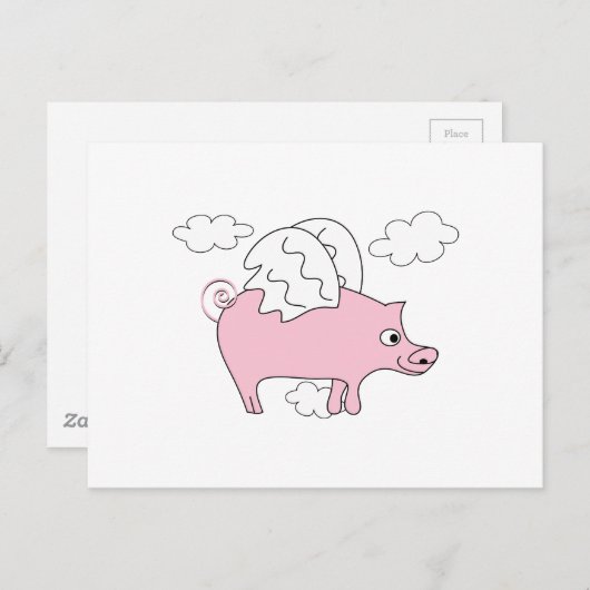 Carte Postale Pig volant (Devant / Derrière)