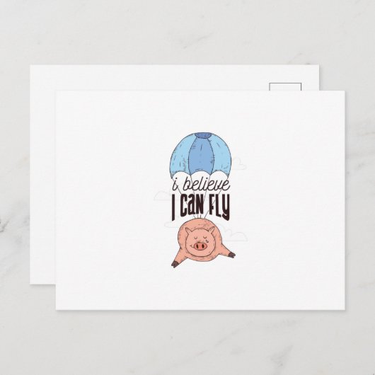 Carte Postale Pig volant (Devant / Derrière)