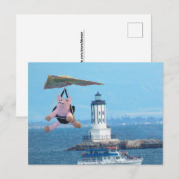 Carte postale - Pig volant au-dessus du phare LA H
