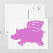 Carte postale Pig Volant - Rose (Devant / Derrière)