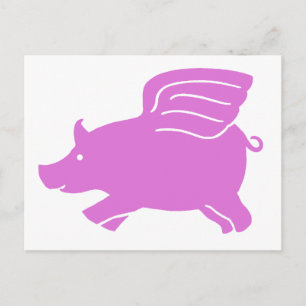 Carte postale Pig Volant - Rose