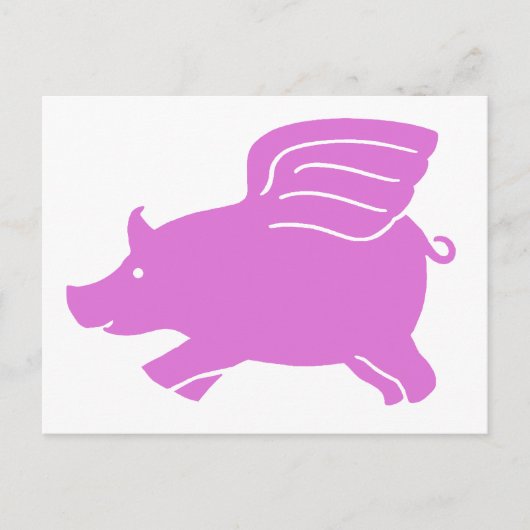 Carte postale Pig Volant - Rose (Devant)