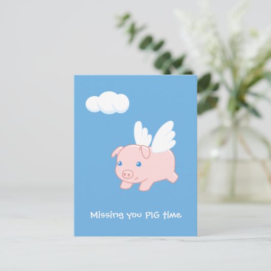 Carte Postale Pig Volant Vous Manquant (Debout devant)