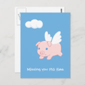 Carte Postale Pig Volant Vous Manquant (Devant / Derrière)