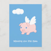 Carte Postale Pig Volant Vous Manquant (Devant)
