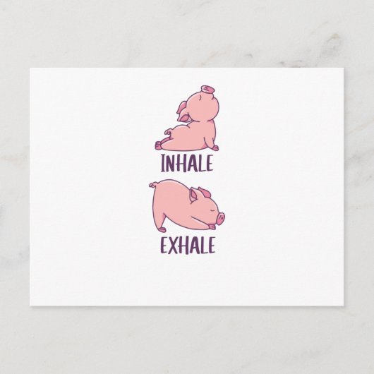 Carte Postale Pig Yoga Cute Pigs Doing Sport inhale exhale (Devant)