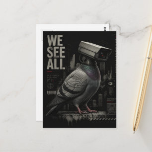 Carte Postale Pigeon espion nous voyons tout
