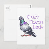 CARTE POSTALE PIGEON LADY CRAZY (Devant / Derrière)