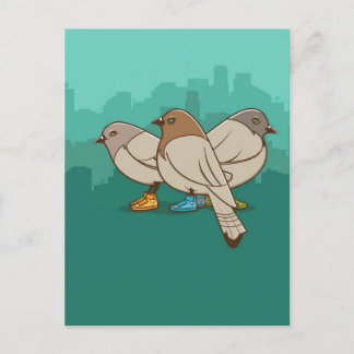 Carte Postale Pigeons avec Basket amusant Photo Graphisme Design