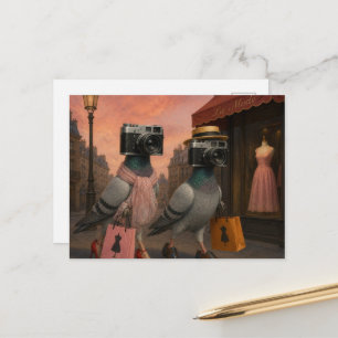 Carte Postale pigeons surréalistes qui sont devenus les paparazz
