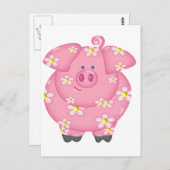 Carte Postale Piggie Fleurs (Devant / Derrière)