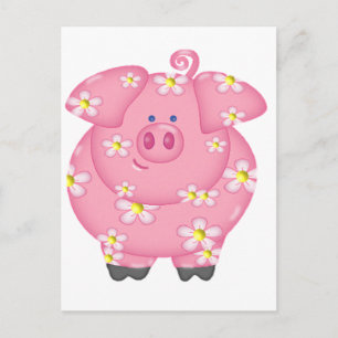 Carte Postale Piggie Fleurs