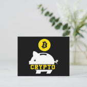 Carte Postale Piggy Bank Bitcoin Coin Cryptocurrency Crypto BTC (Debout devant)