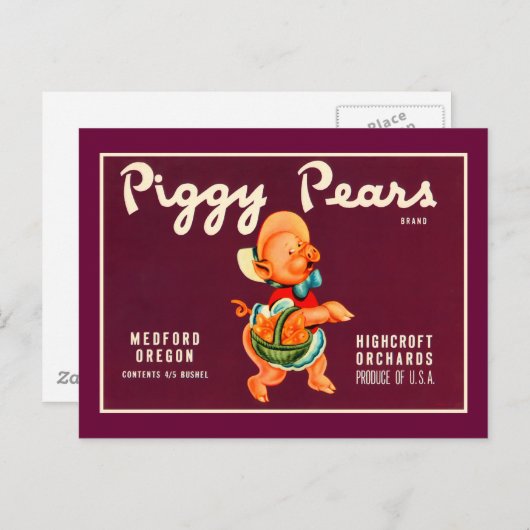 Carte Postale Piggy Pears (Devant / Derrière)