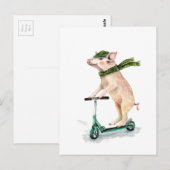 Carte Postale Piggy sur scooter (Devant / Derrière)