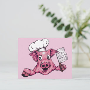 Carte Postale Piggy The Hamiciac Chef Pig Art Original