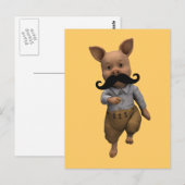 Carte Postale Piglet Avec Moustache (Devant / Derrière)